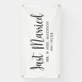 Modern net getrouwd met hart auto spandoek (Verticaal)