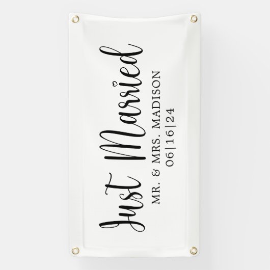 Modern net getrouwd met hart auto spandoek (Verticaal)