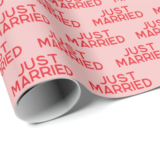 Modern net getrouwd rood roze cadeaupapier (Rol Hoek)