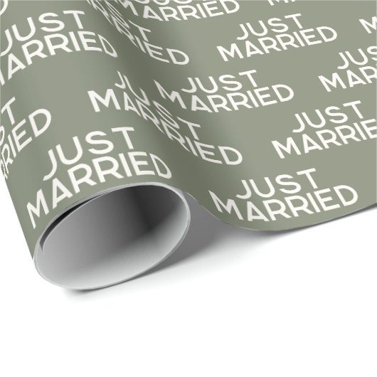Modern net getrouwd Sage Green Cadeaupapier (Rol Hoek)