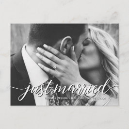 Modern Net Getrouwd Script Huwelijksfoto Elopement Briefkaart
