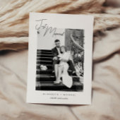 Modern net getrouwd zwart wit elopement bruiloft aankondiging