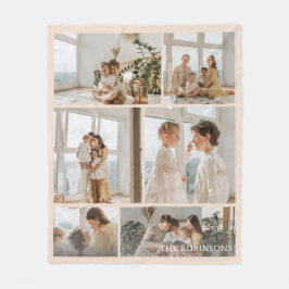 Modern Neutraal 6 Foto Collage Familie  Fleece Deken