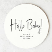 Modern neutraal Baby shower Hallo Baby Ronde Kartonnen Onderzetter