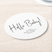 Modern neutraal Baby shower Hallo Baby Ronde Kartonnen Onderzetter (Gebogen)