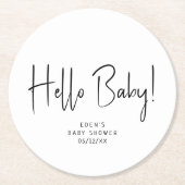 Modern neutraal Baby shower Hallo Baby Ronde Kartonnen Onderzetter (Voorkant)