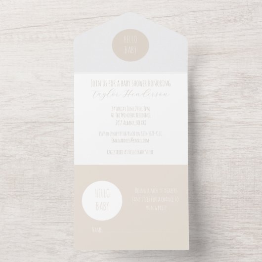 Modern neutraal Baby shower in één uitnodiging (Binnen)