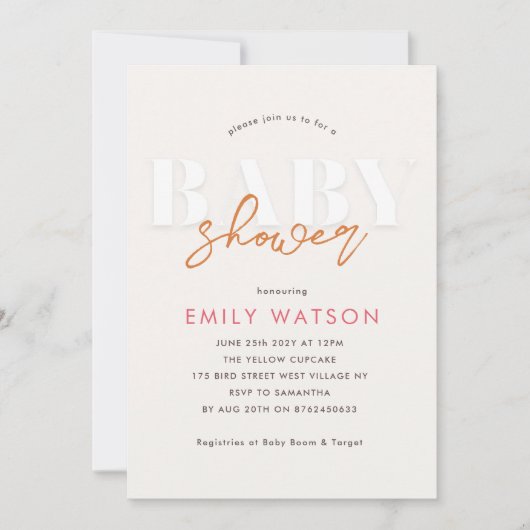 Modern neutraal Baby shower Kaart (Voorkant)