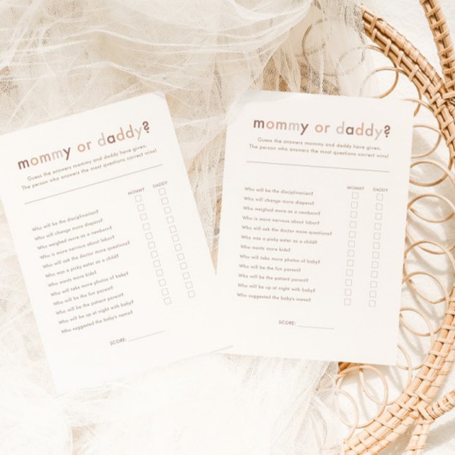Modern neutraal Baby shower mama of papa spel (Creator heeft geüpload)