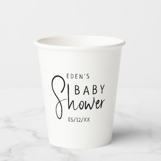 Modern neutraal Baby shower Papieren Bekers (Voorkant)
