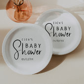 Modern neutraal Baby shower Papieren Bordje