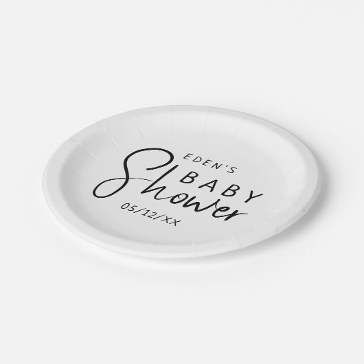 Modern neutraal Baby shower Papieren Bordje (Gekanteld)
