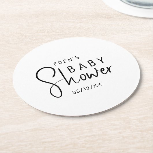 Modern neutraal Baby shower Ronde Kartonnen Onderzetter (Gebogen)