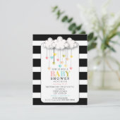 Modern Neutraal Baby shower Zwart + Wit Wolken Kaart (Staand voorkant)