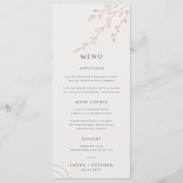 Modern neutraal beige botanische bruiloft menu