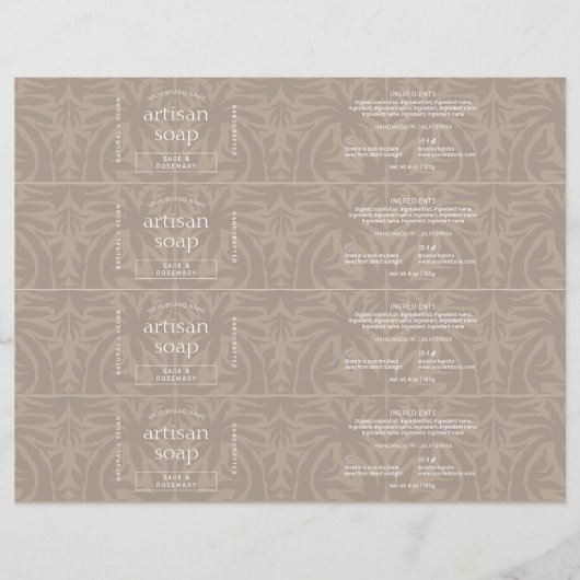 Modern neutraal beige zeepreep wikkel rond het eti (Voorkant)