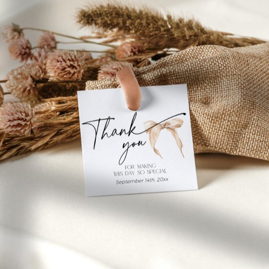 Modern neutraal boog beige Dank u Vrijgezellenfees Bedankjes Labels