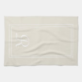 Modern Neutraal Gestreept Monogram Gepersonaliseer Theedoek (Horizontaal)