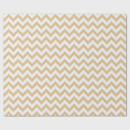Modern neutraal goud- en wit chevron-patroon cadeaupapier (Vlak)