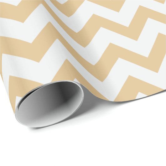 Modern neutraal goud- en wit chevron-patroon cadeaupapier (Rol Hoek)