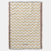 Modern neutraal gouden en wit chevronpatroon deken (Voorkant Verticaal)