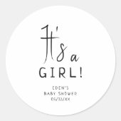 Modern Neutraal Het is een Meisje Baby shower Ronde Sticker (Voorkant)