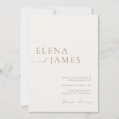 Modern neutraal ivoor en mocha bruiloft kaart (Voorkant)