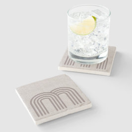 Modern neutraal lijnpatroon stenen onderzetter