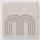 Modern neutraal lijnpatroon stenen onderzetter (Voorkant)