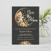 Modern neutraal over het maan baby shower kaart (Staand voorkant)