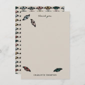 Modern neutraal vlinders tuin patroon bedankkaart (Voorkant / Achterkant)