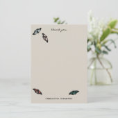 Modern neutraal vlinders tuin patroon bedankkaart (Staand voorkant)