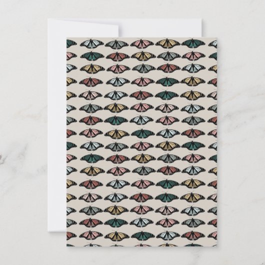 Modern neutraal vlinders tuin patroon bedankkaart (Achterkant)