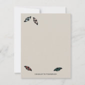 Modern neutraal vlinders tuin patroon notitiekaartje (Voorkant)