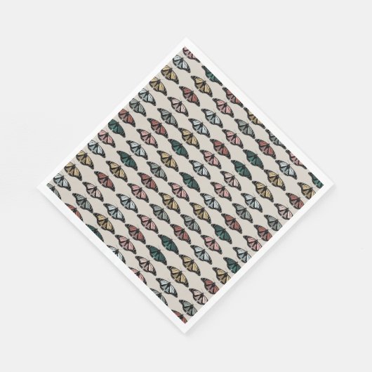 Modern neutraal vlinders tuin patroon servet (Hoek)