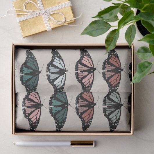 Modern neutraal vlinders tuin patroon tissuepapier (Geschenk)