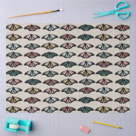 Modern neutraal vlinders tuin patroon tissuepapier (Craft)