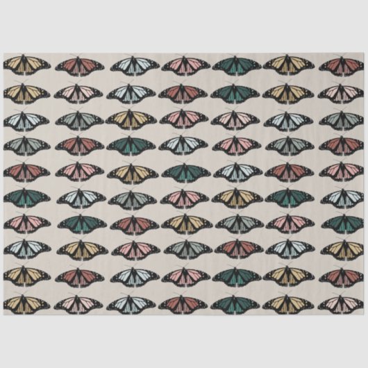 Modern neutraal vlinders tuin patroon tissuepapier (Voorkant)