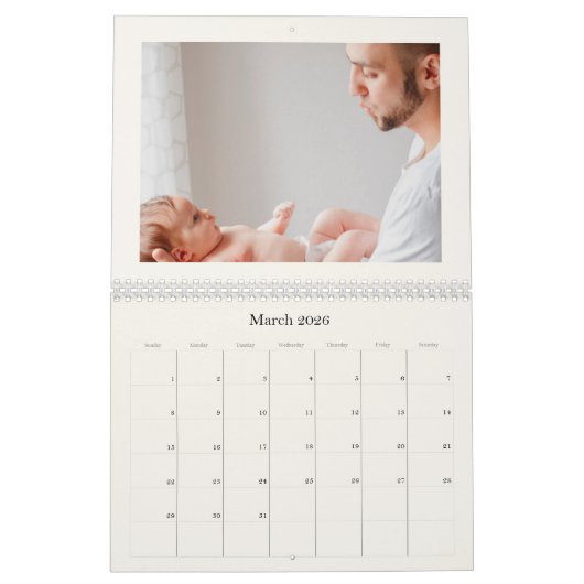 Modern Neutral Baby Birth Announcement 2026 Kalender (Mar 2026)