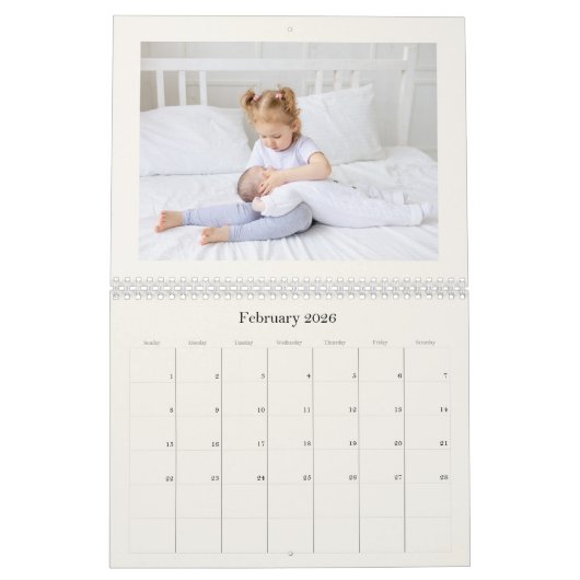Modern Neutral Baby Birth Announcement 2026 Kalender (Feb 2026)