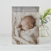 Modern Neutral Baby Naming Ceremony Foto Kaart (Staand voorkant)