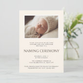 Modern Neutral Baby Naming Ceremony Foto Kaart (Staand voorkant)