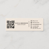 Modern Neutral Beige QR Code Hair Stylist Mini Visitekaartje (Achterkant)