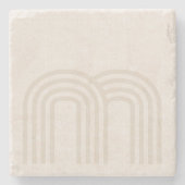 Modern Neutral Bleek Linen Monogram Patroon Stenen Onderzetter (Voorkant)