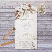 Modern Neutral Boho Floral Dinner All In One Uitnodiging