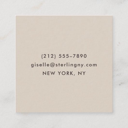 Modern Neutral Brown Modern Minimal Typography  Vierkante Visitekaartje (Achterkant)