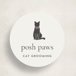 Modern Neutral Cat Groomer Logo Classic Ronde Sticker