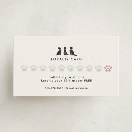 Modern Neutral Cat Grooming Loyalty Card