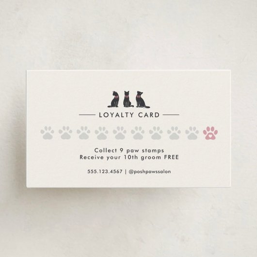 Modern Neutral Cat Grooming Loyalty Card