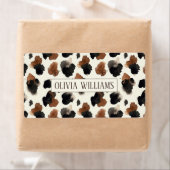 Modern Neutral Chocolate Cow Print Aesthetic Etiket (Insitu)